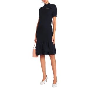 SANDRO Amity cutout stretch-knit midi dress
